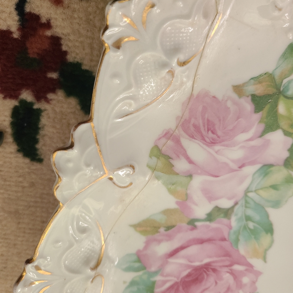 Floral Decorative Plate with Pink Roses - Picture 2 of 4